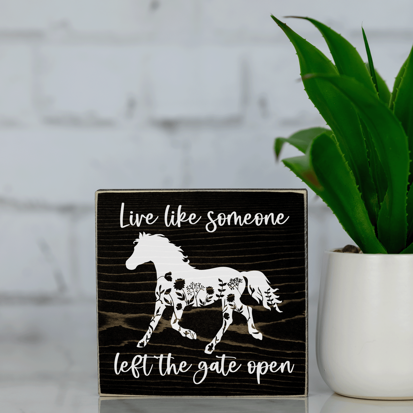 live like someone left the door open ~ wood sign block