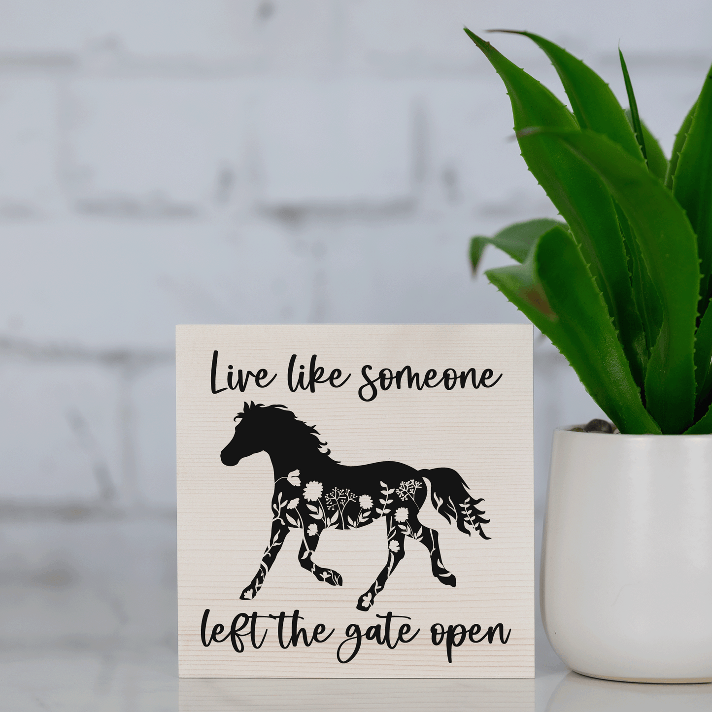 live like someone left the door open ~ wood sign block