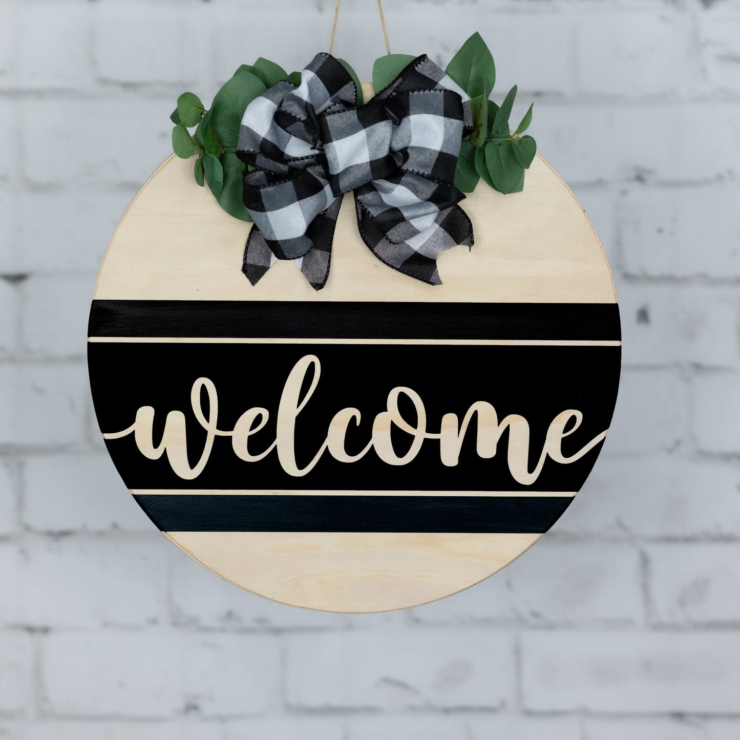 welcome ~ round door sign