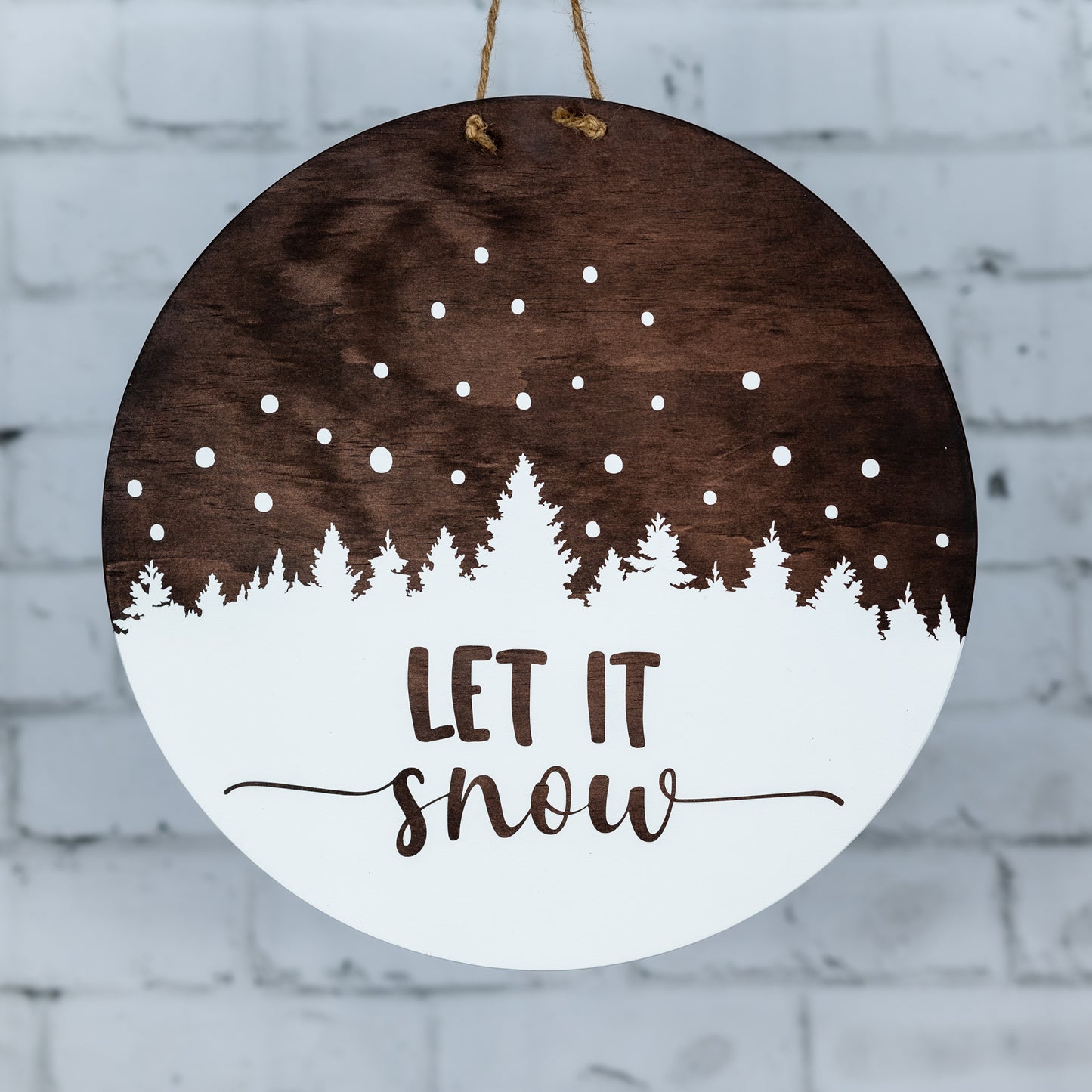 let it snow ~ round door sign