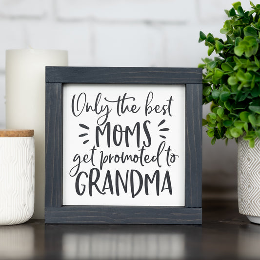 only the best moms get promoted to grandma ~ mini sign
