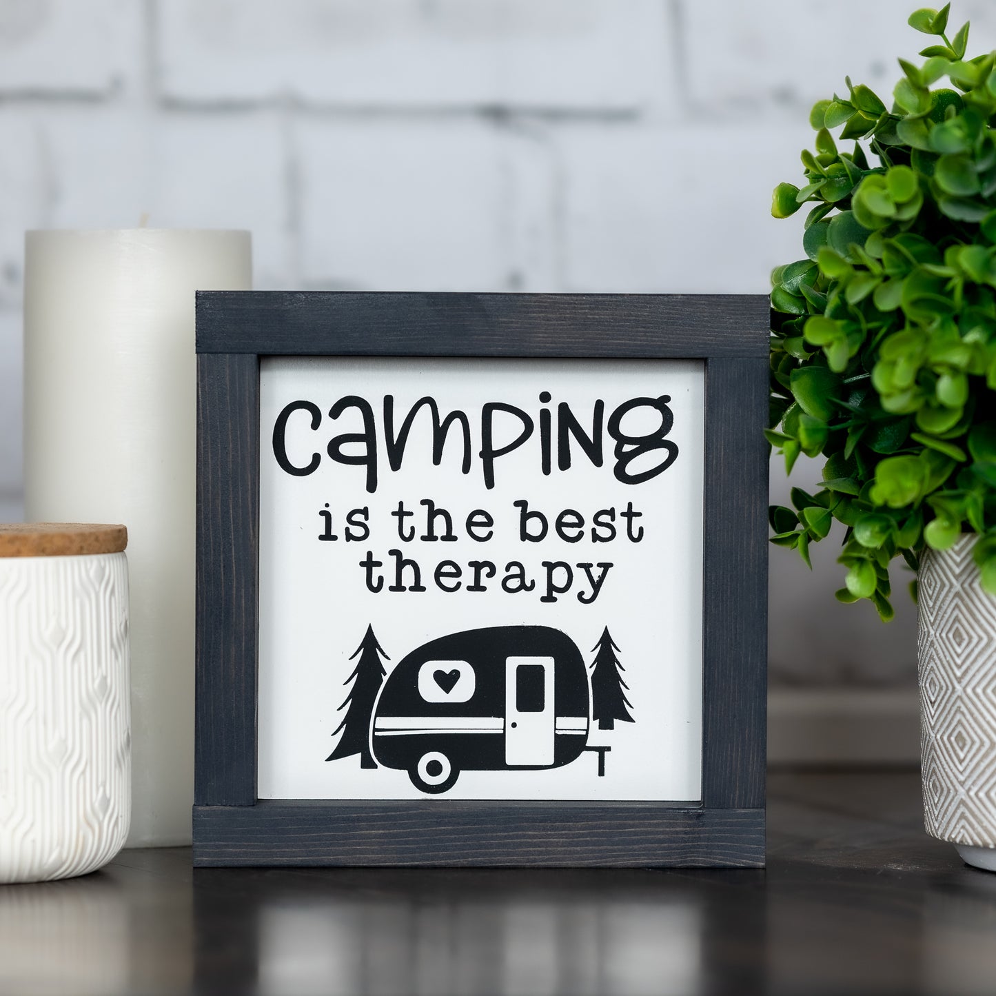 camping is the best therapy - mini sign