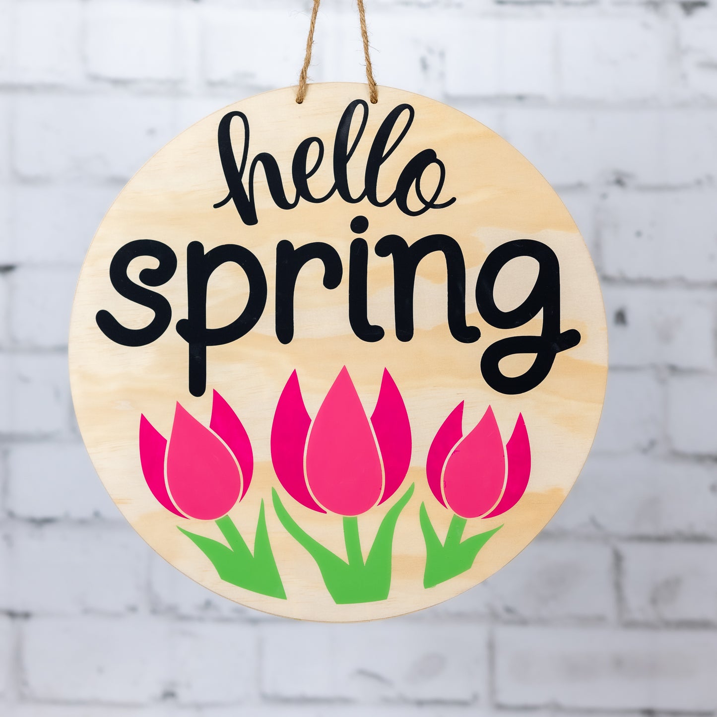 hello spring ~ round door sign