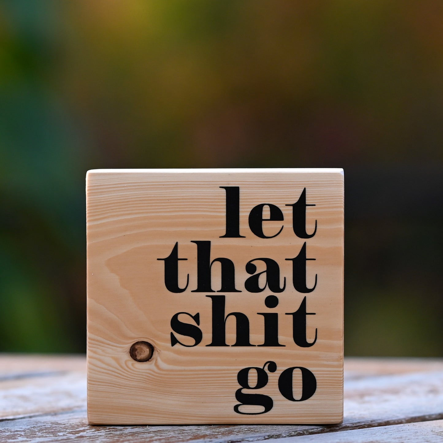let that shit go ~ wood sign block