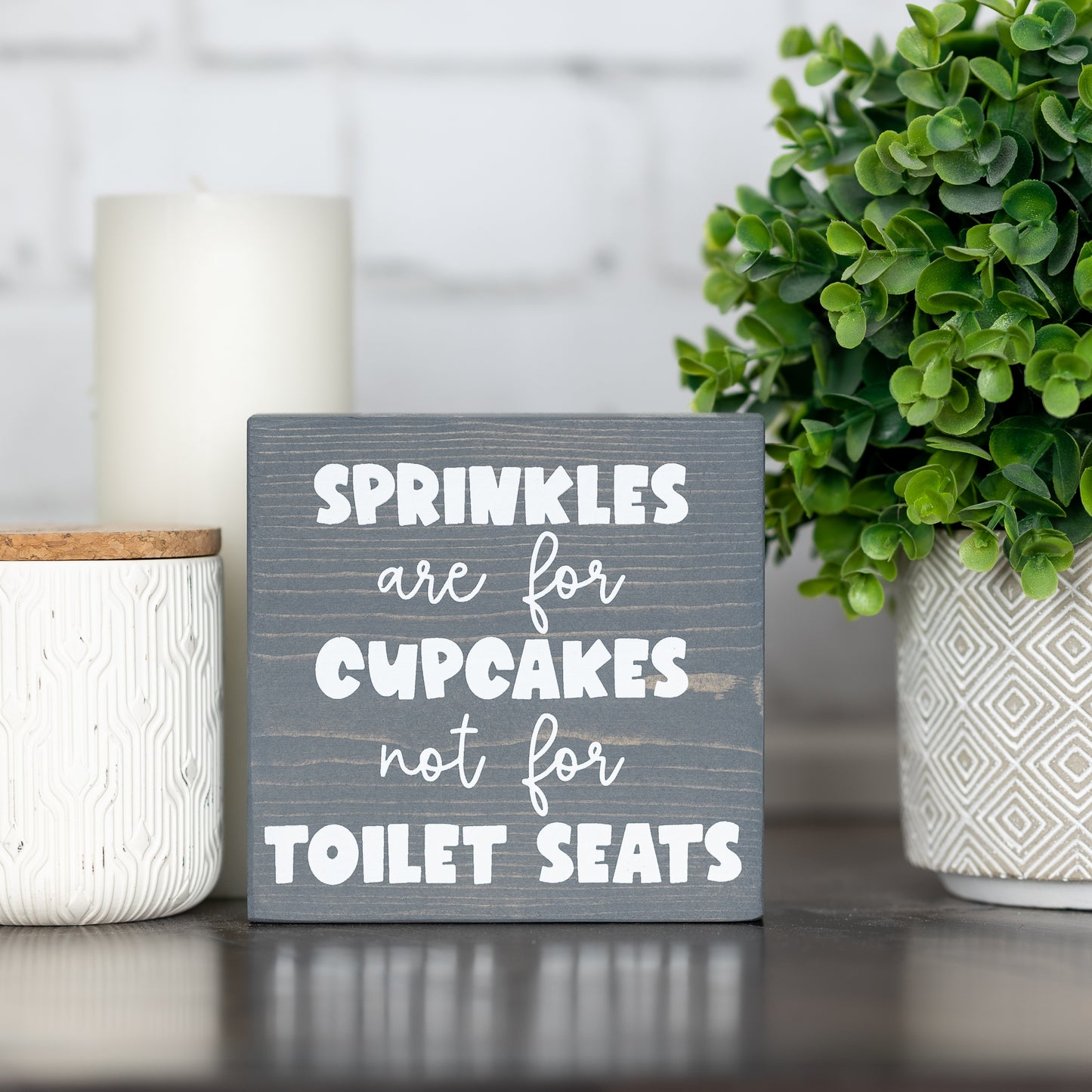 sprinkles are for cupcakes not toilet seats ~ block sign